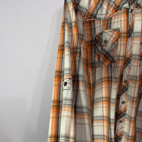 BKE Men Salmon/Gray Plaid Pattern Long Sleeve Button Down Shirt Size Medium - Picture 5 of 10